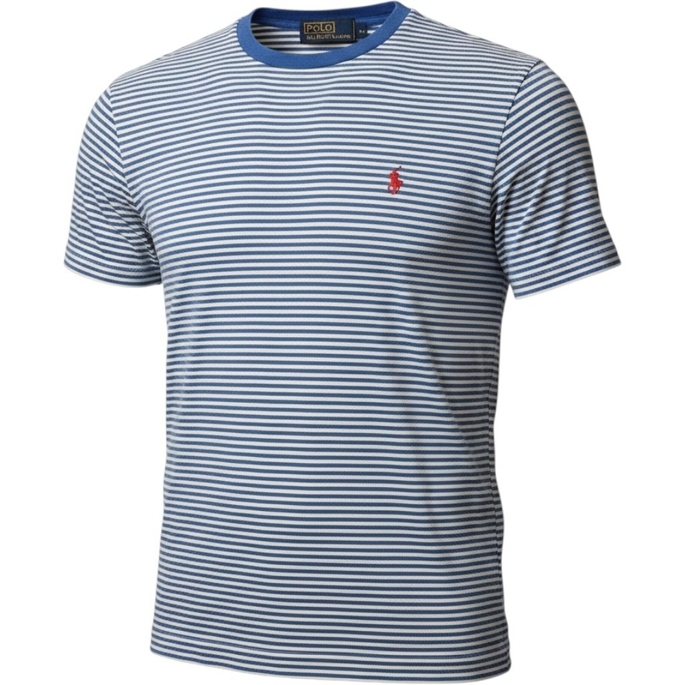 Polo Ralph Lauren Mens XL Trim Fit Striped T-Shirt Blue White Short Sleeve Pony